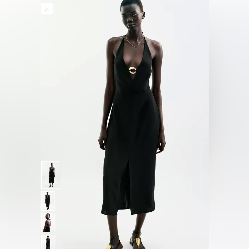 Zara MIDI DRESS WITH GOLD APPLIQUÉ